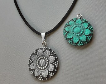 Mandala Pendant Necklace, Boho Hippie Style Spiritual Meditation Jewelry