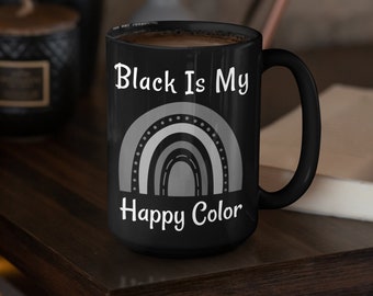 Black Rainbow Witchy Mug, Dark Gothic Coffee Cup, Halloween Gift