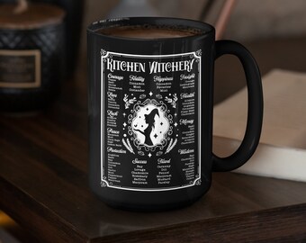 Taza de cerámica con diseño de boticario de brujería de cocina, magia de bruja verde, boticario gótico.