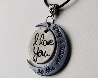 Celestial Crescent Moon Necklace I Love You To The Moon & Back, Witchy Vibes Moon Jewelry, Luna Silver Moon Design Pendant Gift For Her