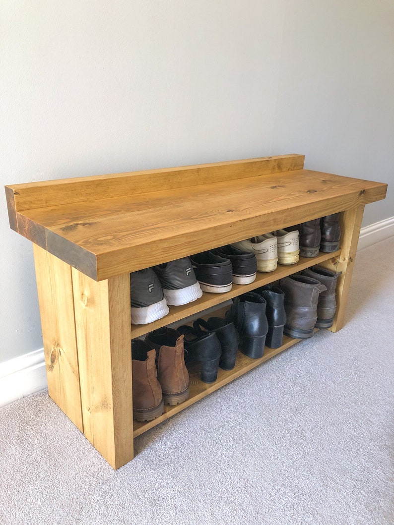 Shoe Bench Shoe Rack Pine Shoe Storage Hallway Bench Entryway Etsy