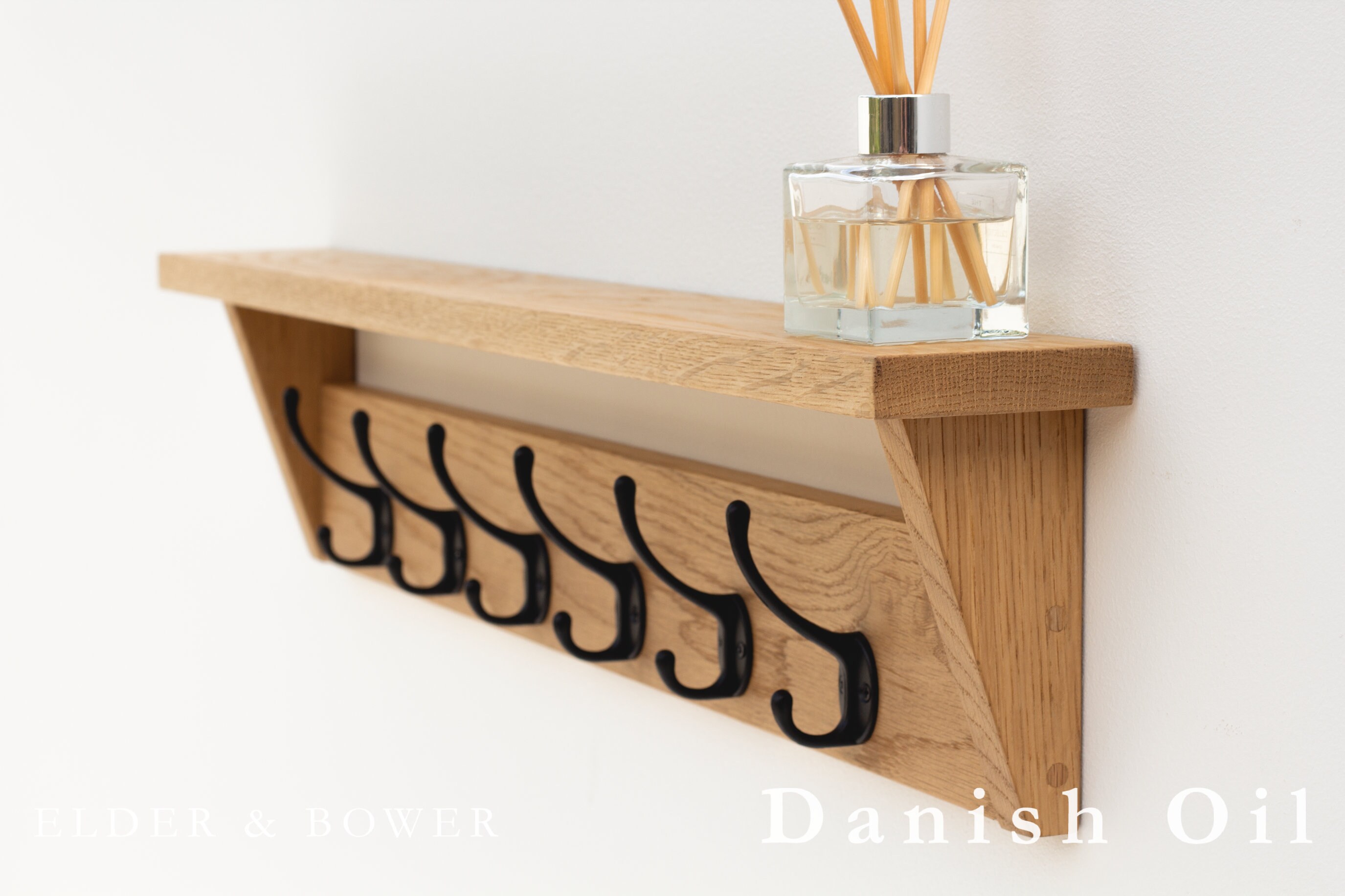 Coat Rack Solid Oak With Shelf Hallway Entrance Storage Wall Etsy