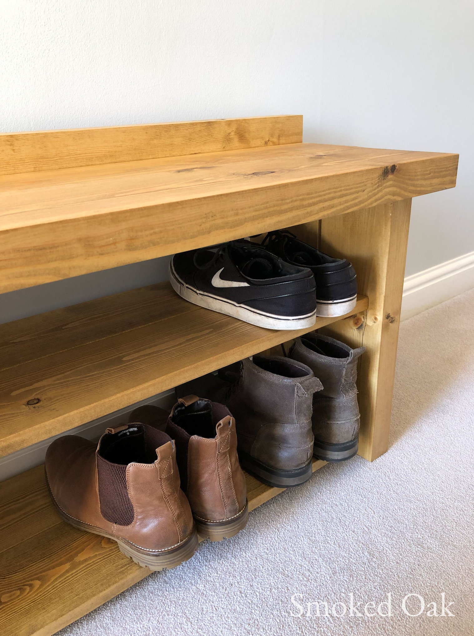 Shoe Bench Shoe Rack Pine Shoe Storage Hallway Bench Entryway Etsy