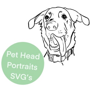 Retrato de mascota minimalista personalizado con la cabeza hacia arriba Archivos SVG y PNG para Cricut, Silhouette y máquinas de corte, Retrato de mascota con el cuello hacia arriba