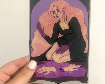 Grimm Fairy Tale Postcard: Gothic Haunted Girl with no hands, Hand Illustrated and printed
