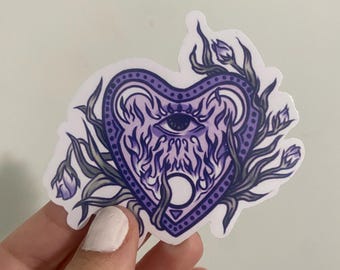 Witchy Planchette Sticker: Wasserdichter handgezeichneter Vinyl-Aufkleber für Laptop, Wasserflasche und Wasserflasche