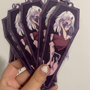 gothic vampire and familiar laminated bookmark with tassel for dark fantasy lovers