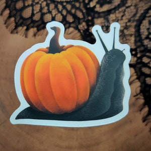 Halloween Pumpkin Snail Clear Sticker - Waterproof Weatherproof Vinyl