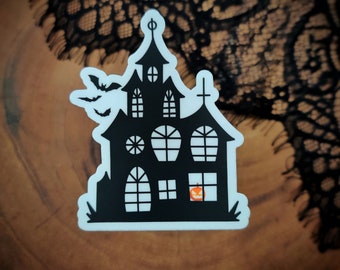 Spooky Halloween Haunted House Sticker, Spooky Stickers for Laptop, Haunted House Sticker for Water Bottle, Gifts for Halloween Lovers