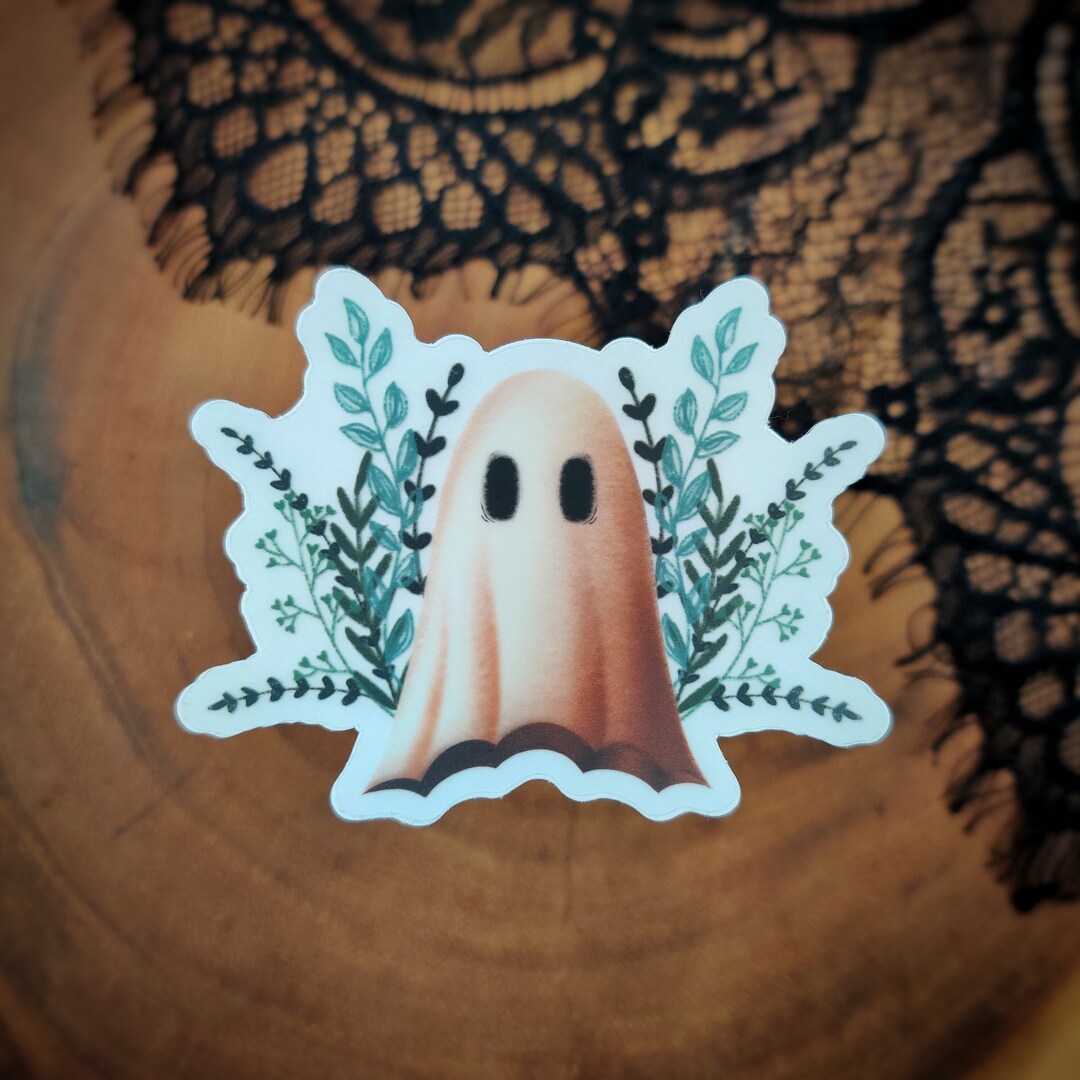 Floral Ghost Clear Vinyl Sticker: Waterproof Halloween Decal - Etsy