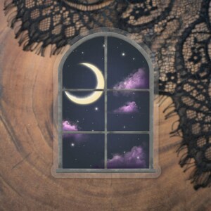 Night Sky Clear Sticker, Whimsical Sticker, Starry Night Sticker, Celestial Sticker, Window Sticker, Laptop and Water Bottle Sticker