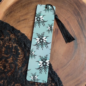 Floral Triple Moon Bookmark with Black Tassel, Triple Moon Bookmark, Floral Moon Bookmark, Witchy Bookmark, Moon Bookmark