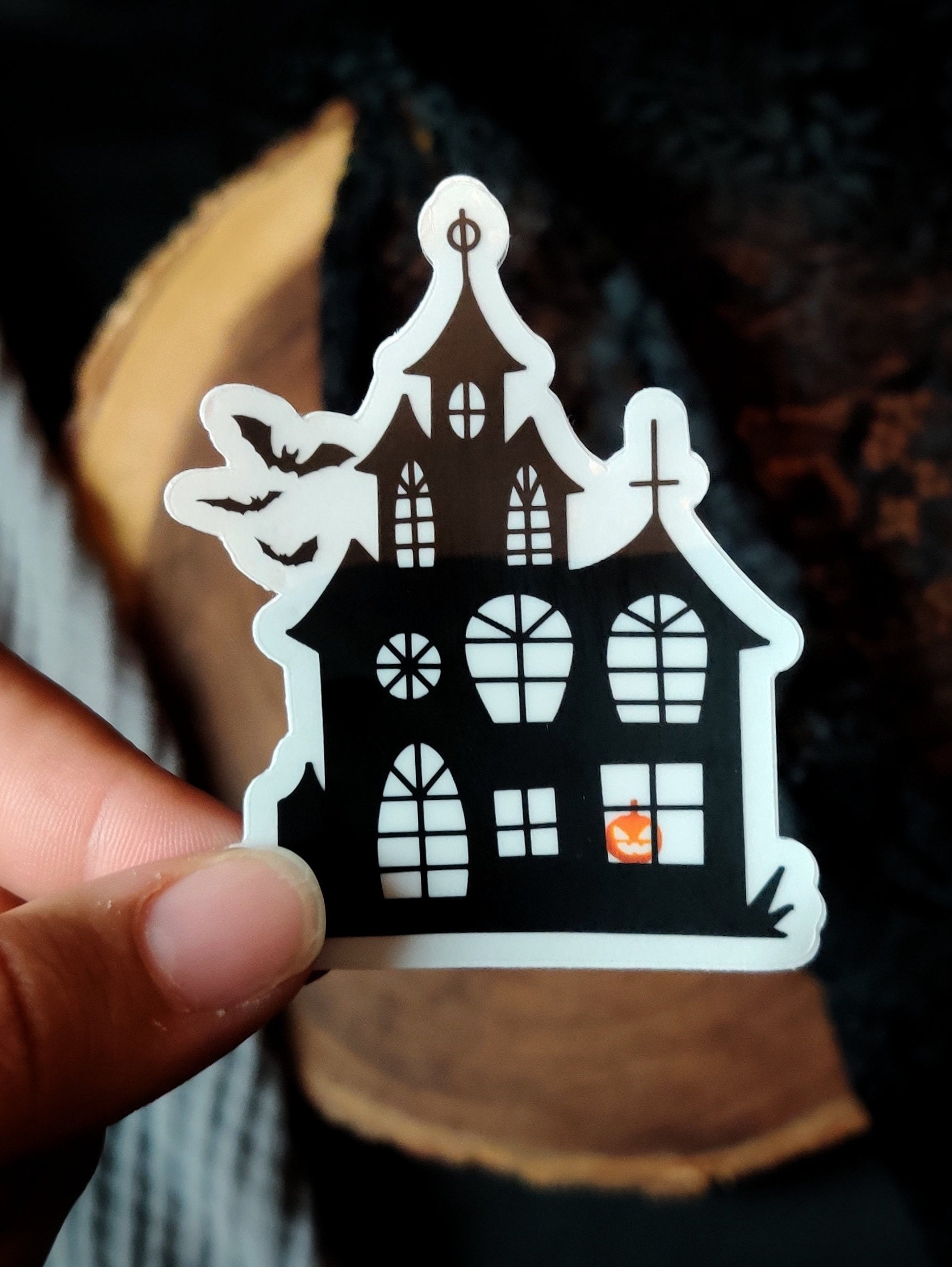 Clear Halloween Haunted House Sticker 2.5x3 in. Vinyl Decal | Etsy