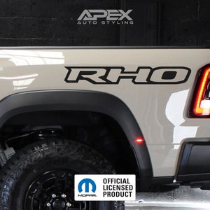 Mopar Licensed RAM RHO Bedside Decals - OEM Size (Set Of 2) (Custom Colors)