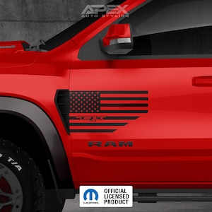 RAM TRX Fender Vent Decals -Flags + TRX Logo Cutout (Multiple Styles) (Set Of 2)