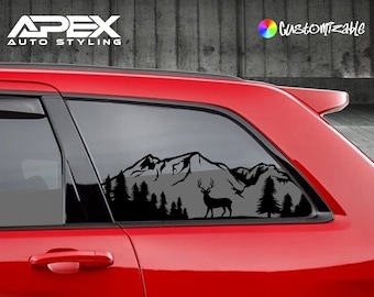 Calcomanías para ventanas de Jeep Grand Cherokee - Escena de naturaleza y montaña (juego de 2) (personalizables)
