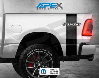 Zestaw naklejek na łóżko RAM z logo RHO, zestaw 2 sztuk, wiele stylów, licencja Mopar