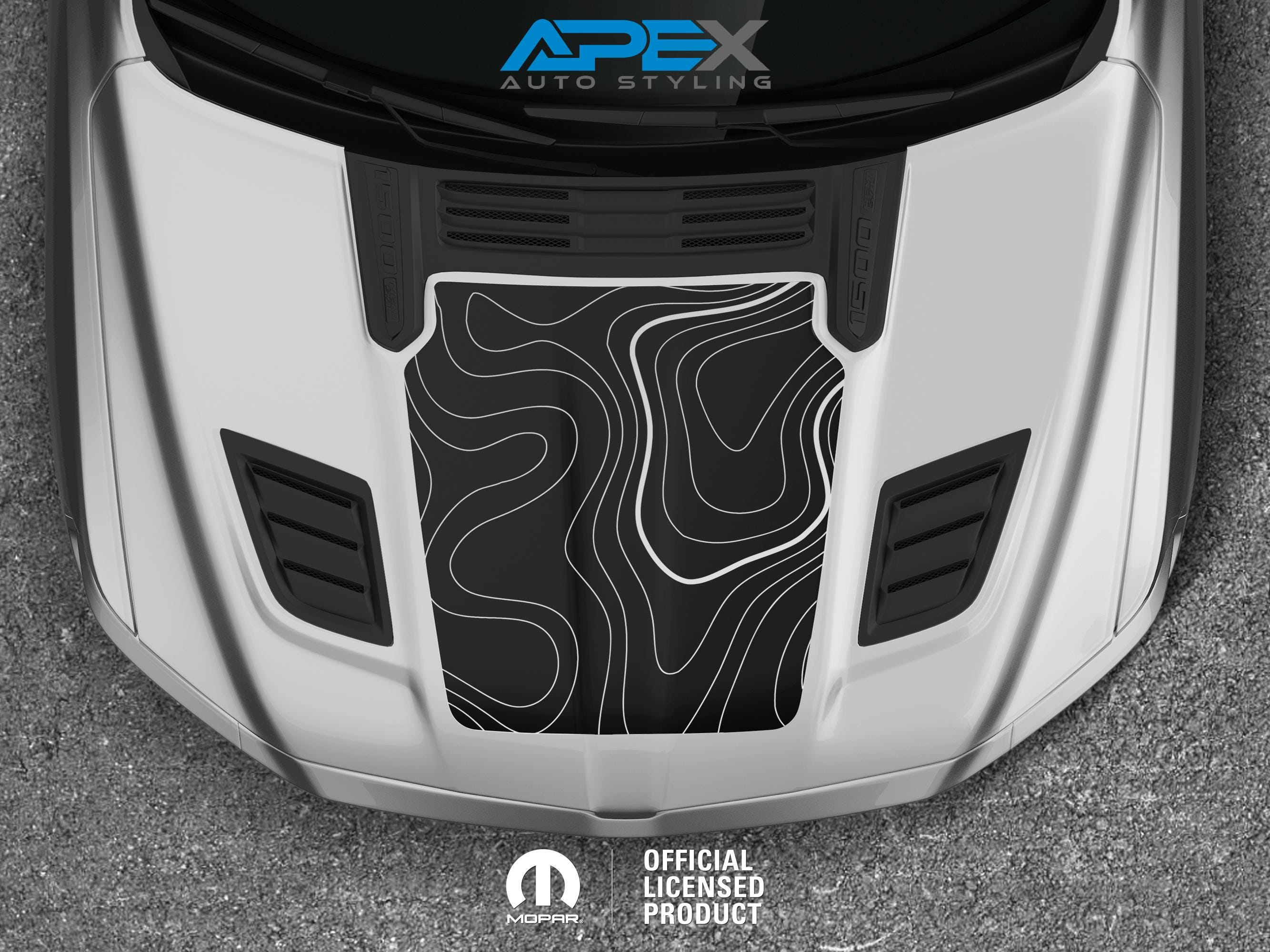 2019+ RAM Rebel / Laramie Sport Hood Decal - Topographic Map