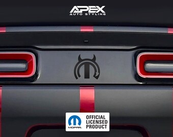 Calcomanía divisoria de luz trasera del Dodge Challenger en blanco/sin insignia - Logotipo del Diablo de MOPAR (colores personalizados)