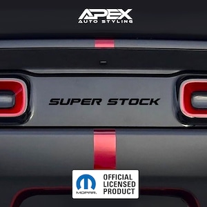 Blank / Debadged Dodge Challenger Tail Light Divider Decal - Super Stock Text (Custom Colors)