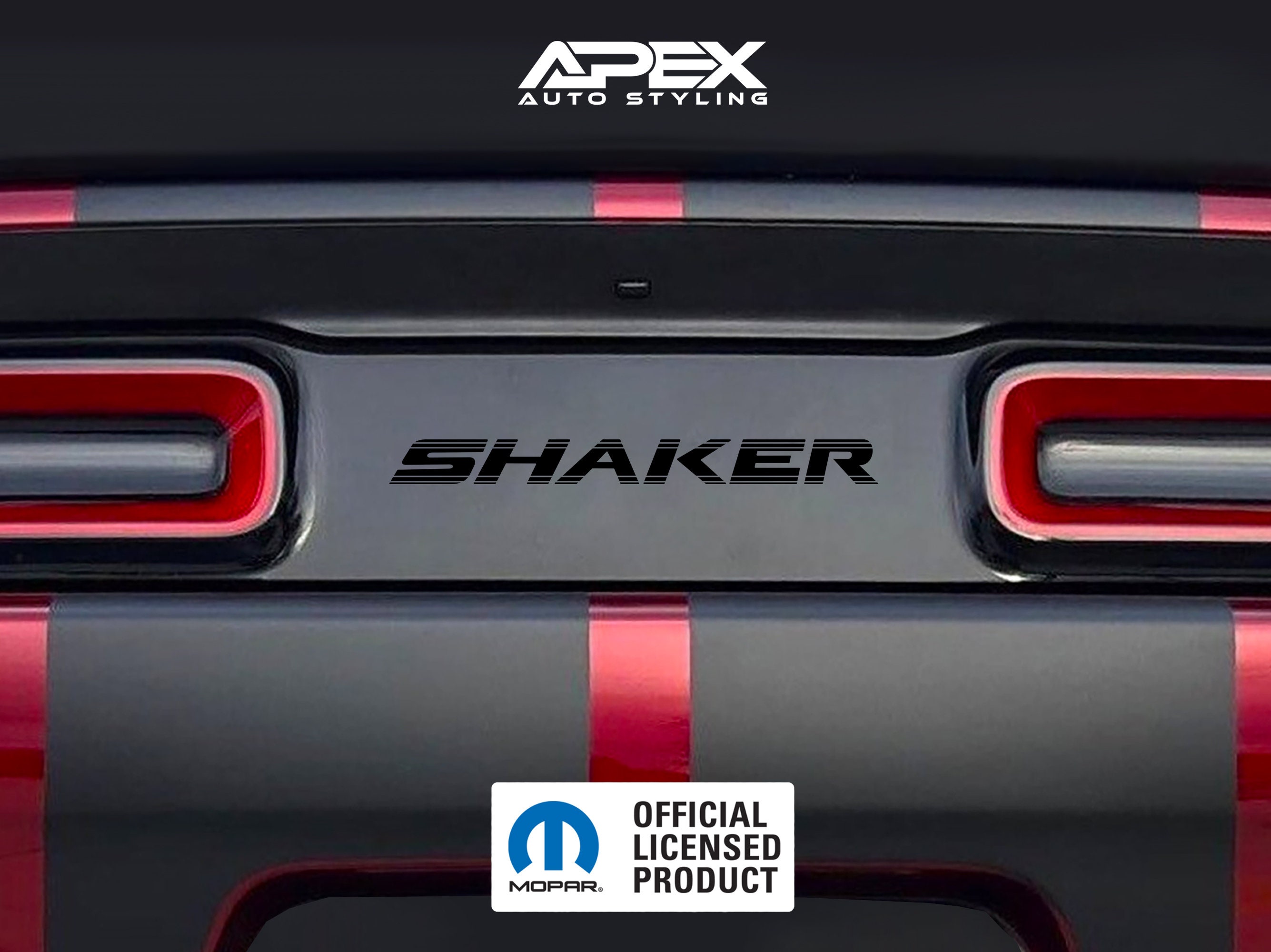Blank / Debadged Dodge Challenger Tail Light Divider Decal - Shaker Logo (Custom Colors)