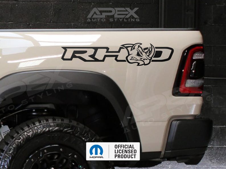 Mopar Licensed RAM RHO Bedside Decals - With Rhino Logo (set of 2 ...