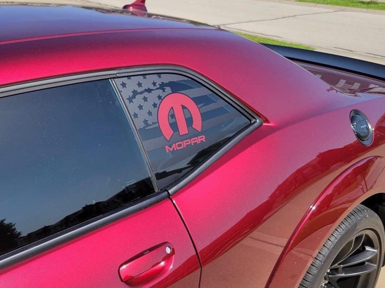 Dodge Challenger Quarter Window Decals MOPAR Logo set of 2