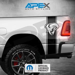 RAM Bed Stripe Decal Set - Symbol Of Protest Logo - Set Of 2 - Multiple Styles - Mopar Licensed