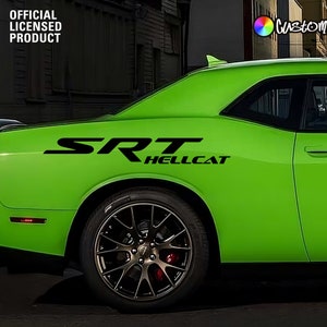 SRT Hellcat Side Graphics for Charger Challenger (Set Of 2 Decals) (Mopar Licensed) (Custom Colors)