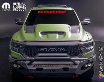 ダッジ RAM フロントガラスバナーデカール - ダッジロゴ - カスタマイズ可能