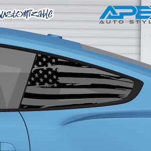2015 - 2023  Ford Mustang Quarter Window Decals - American Flags (Set Of 2) (Multiple Styles)