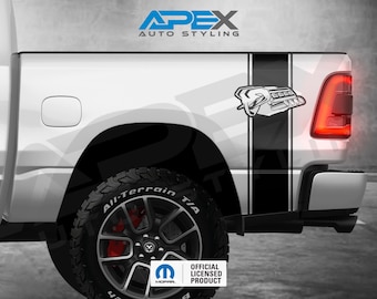 RAM ベッドストライプ デカール セット - 抗議のシンボルロゴ - 2 個セット - 複数のスタイル - Mopar ライセンス