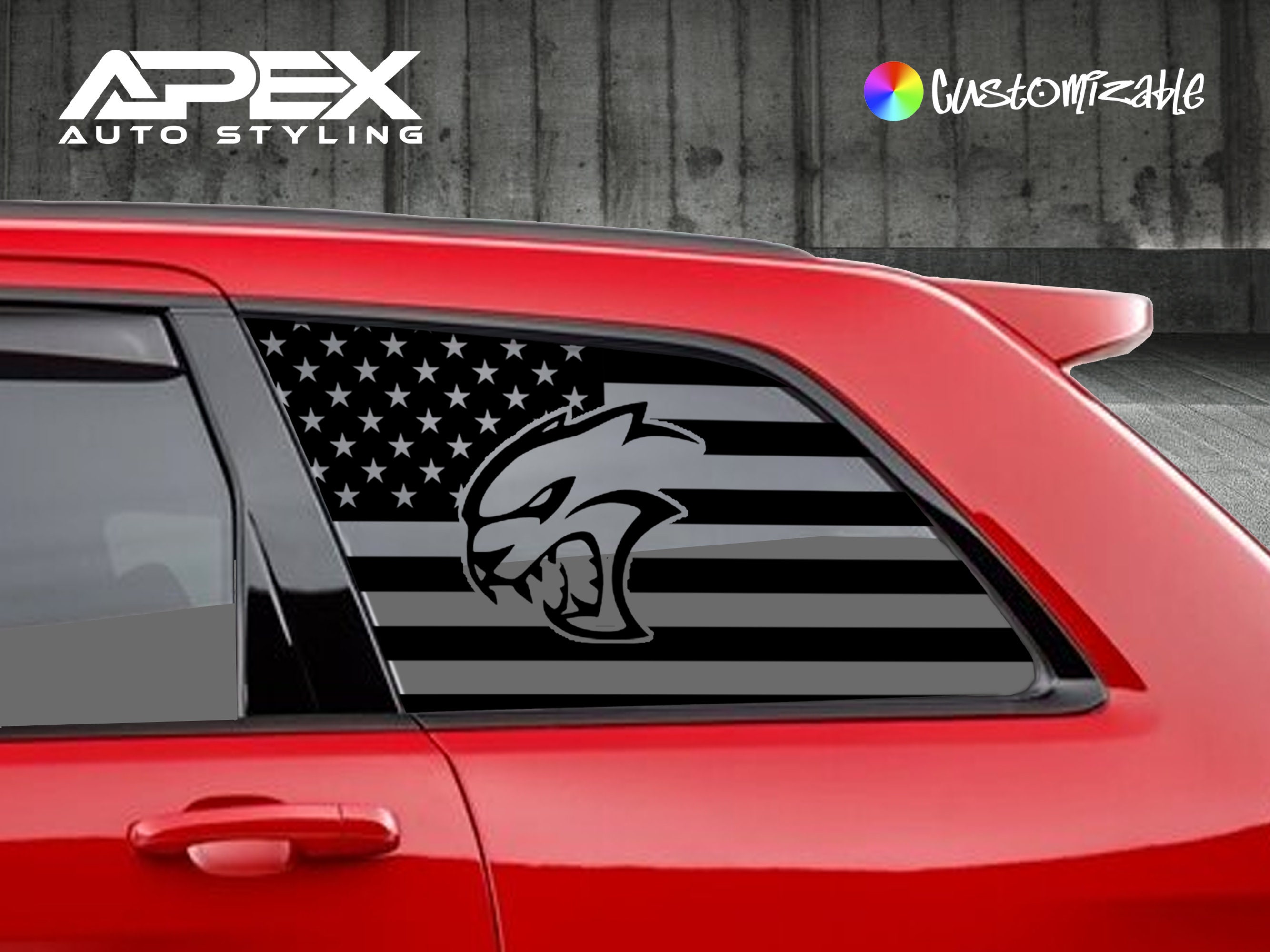 Chispum 特大ウォールステッカー NewYork Chryslerアクタス Jeep Grand Cherokee Window Decals - SRT Hellcat Logo Large (set of