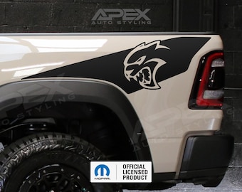 RAM TRX Ignition Style Bedside Decals - Hellcat Logo (Set Of 2) (Custom Colors)