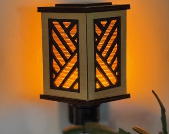 Handcrafted Wood Flicker Flame Nightlight - Woven Lauhala Design