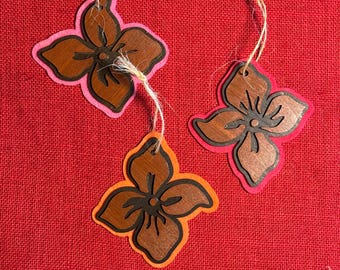 Polynesian Tiki Wood and Felt Christmas Ornament Set A