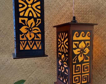Tiki Pendant Lamp - Polynesian Inspired Birch Hanging Light