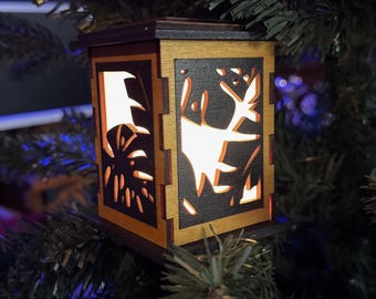 Wood Tiki Tropical Themed String Light Set (8) for Christmas Tree AND tiki bar decor