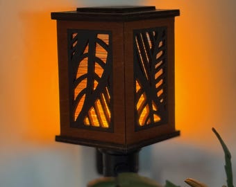 Handcrafted Wood Flicker Flame Nightlight - Contemporary Lau Holo Design