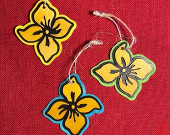 Polynesian Tiki Wood and Felt Christmas Ornament Set B