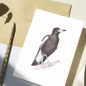 Australian Birds, greeting Cards, watercolour,  Magpie