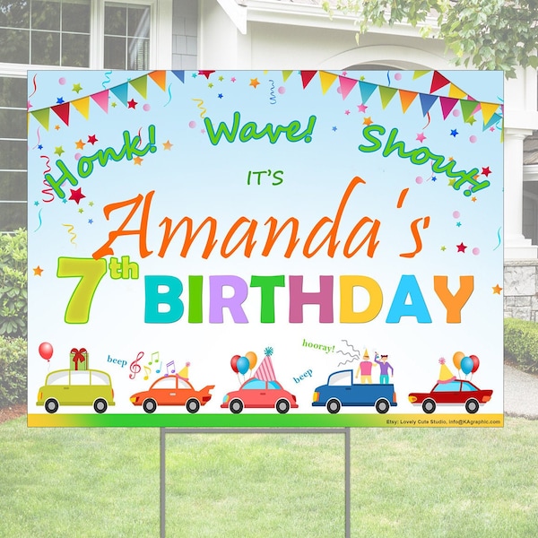 Happy Birthday Parade | Drive by birthday parade | Thank you for driving by | YARD SIGN | car birthday parade quarantine party | Drive-by HB