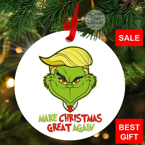 Funny Christmas ornament 2022 Christmas gift Trump Grinch ornament Make Christmas great again Christmas gift Santa gift Christmas decoration