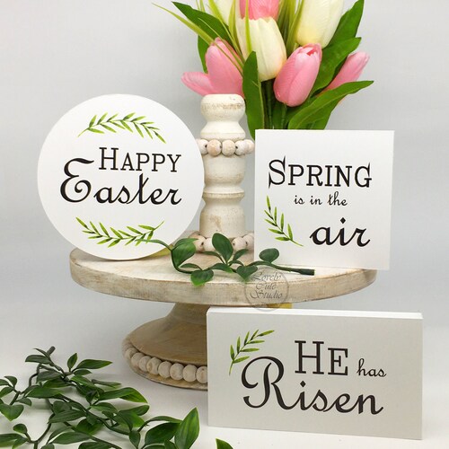 EASTER Tiered Tray Decor Bundle Happy Easter He Has Risen Etsy