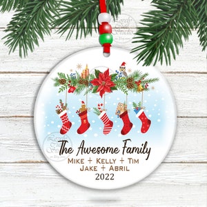 Personalized Family Christmas Ornament,  Custom Family Keepsake ornament, Family Ornament, Christmas socks ornament, Custom family ornaments