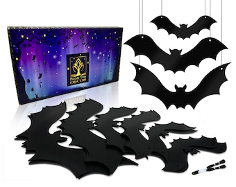 HALLOWEEN BATS Set of 12 or 6 Hanging bats Halloween Decoration bats Halloween outdoor decor Halloween tree Halloween garden Halloween lawn