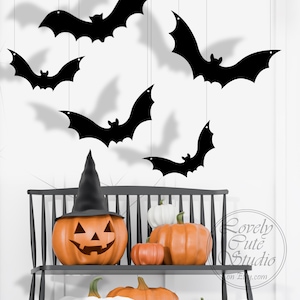 HALLOWEEN BATS Set of 12 or 6 Hanging bats Halloween Decoration bats Halloween outdoor decor Halloween tree Halloween garden Halloween lawn image 6