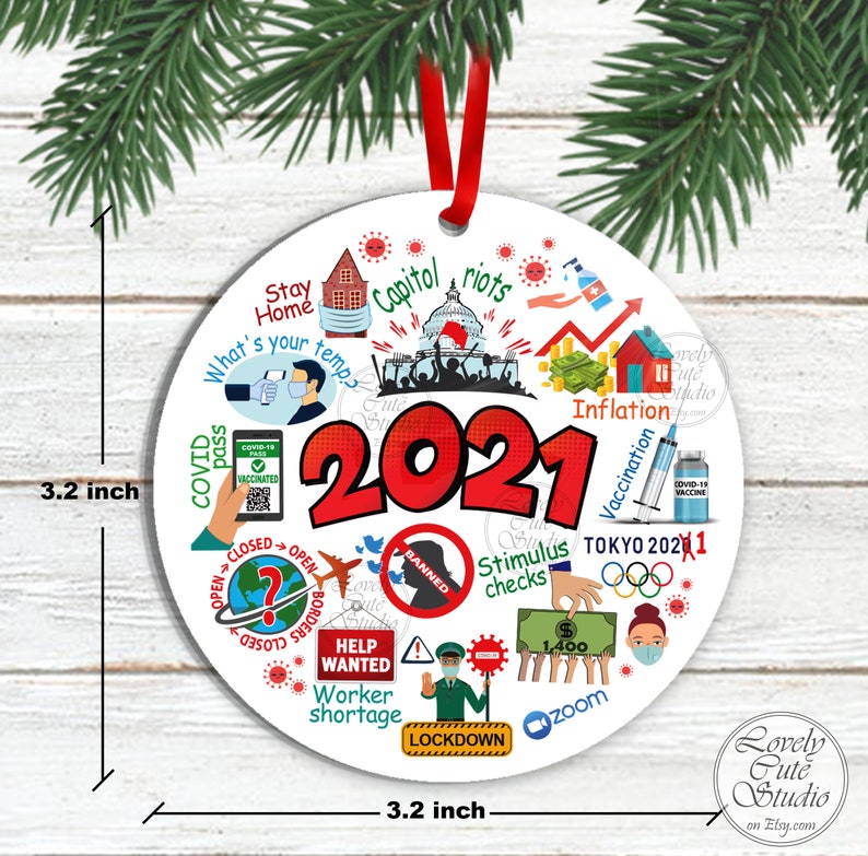 2021 Quarantine Christmas Ornament,  Funny Gift 2021, Pandemic Ornament, 2021 Memories, Covid ornament Christmas Bauble, Christmas Ornaments 