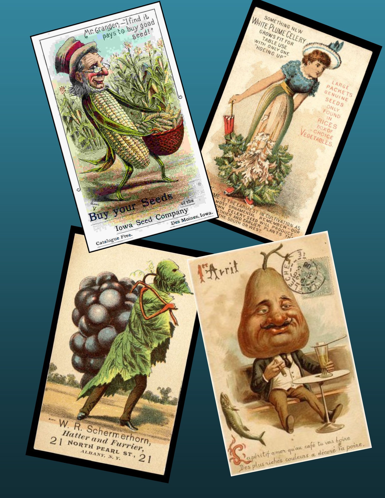 Vintage Victorian Trading Cards of Vegetable People for Junk Etsy