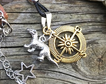 Alethiometer, His Dark Materials Pantalaimon Necklace. Pan Daemon and compass necklace, The Golden Compass, Ferret necklace, Ermine necklace